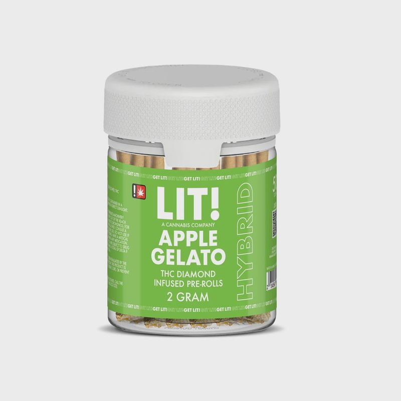 LIT 2G PRE-ROLL THC DIAMOND APPLE GELATO (H) 50/CT