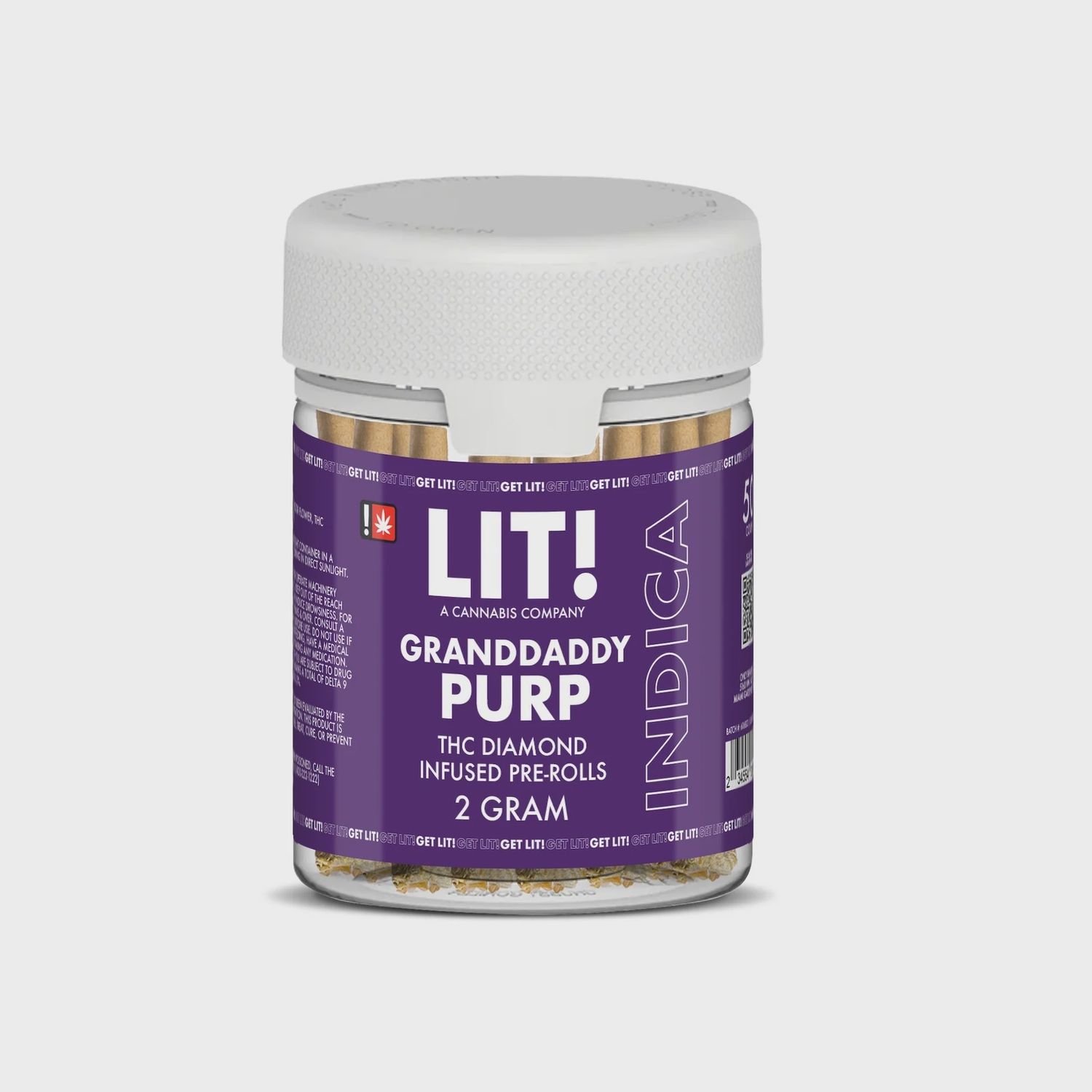 LIT 2G PRE-ROLL THC DIAMOND GRANDADDY PURP (I) 50/CT