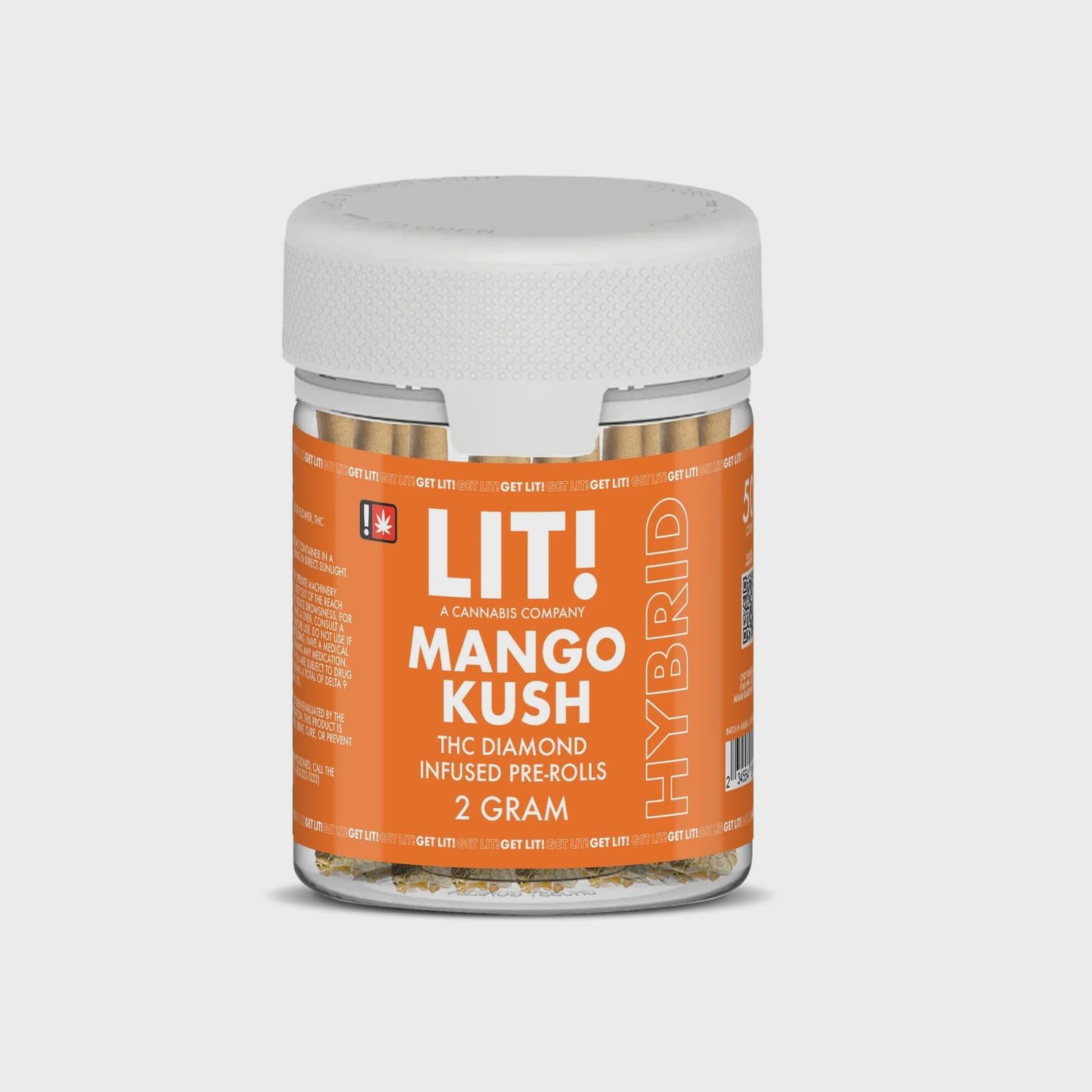 LIT 2G PRE-ROLL THC DIAMOND MANGO KUSH (H) 50/CT