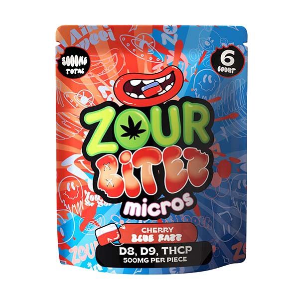 ZOUR BITES CHERRY BLUE RAZZ 3000MG D9 GUMMIES 6PK 30/CT