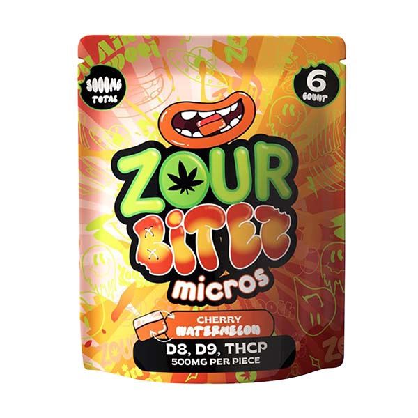 ZOUR BITES CHERRY WATERMELON 3000MG D9 GUMMIES 6PK 30/CT