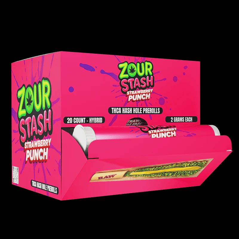 ZOUR STASH STRAWBERRY PUNCH (H) 2G PRE ROLL THCA HASH HOLES 20/CT