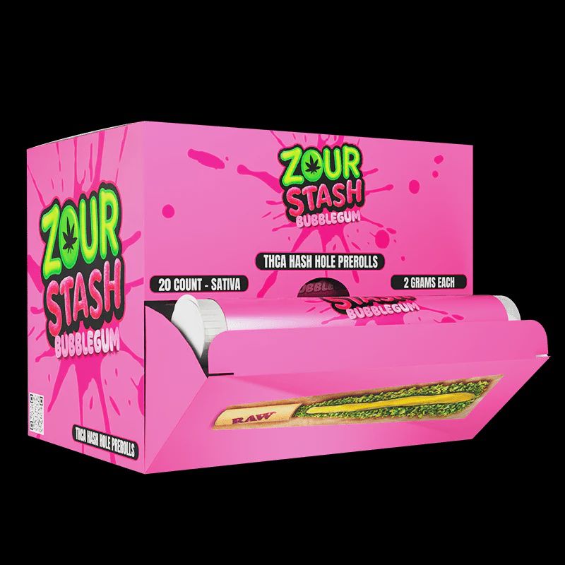 ZOUR STASH BUBBLEGUM (S) 2G PRE ROLL THCA HASH HOLES 20/CT