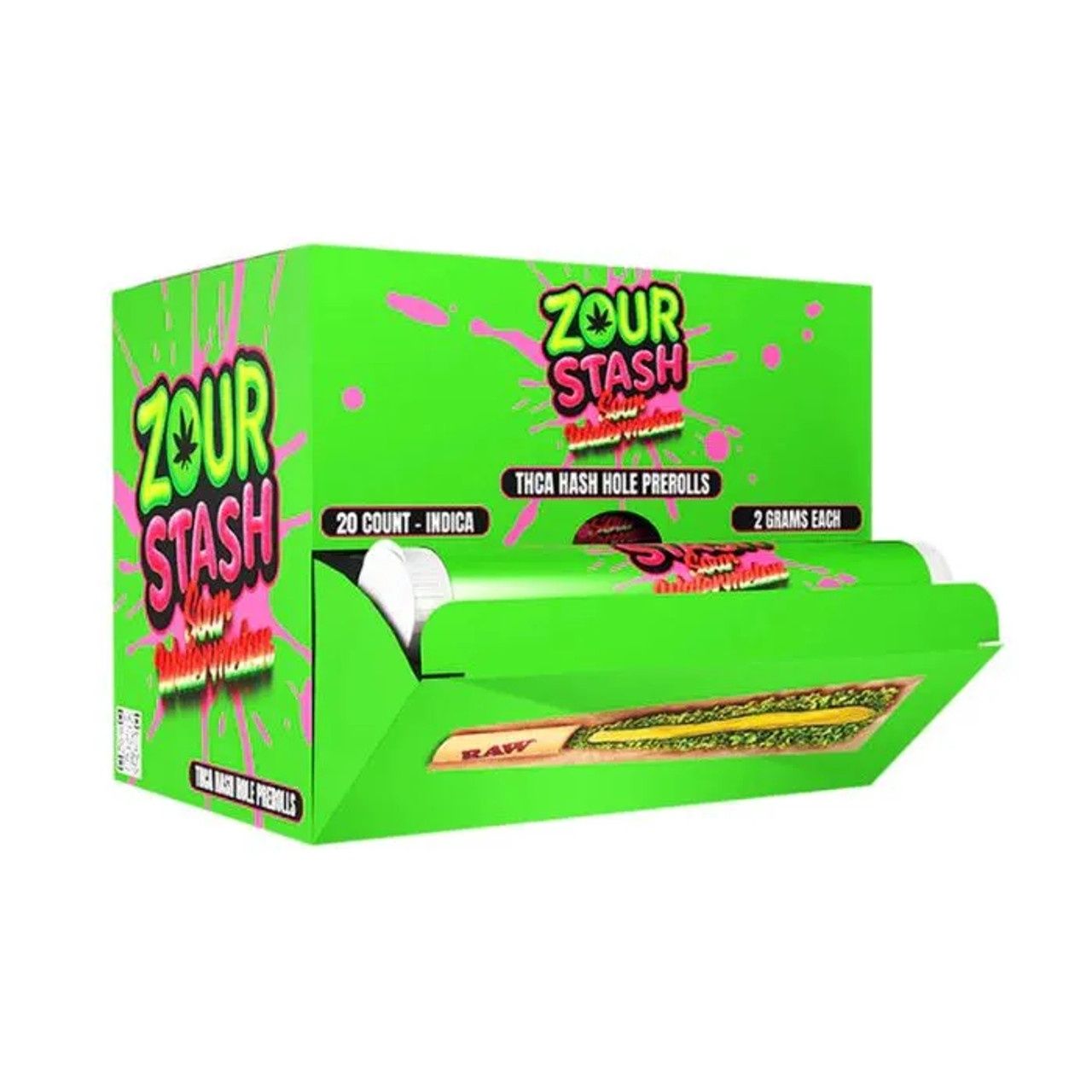 ZOUR STASH SOUR WATERMELON (I) 2G PRE ROLL THCA HASH HOLES 20/CT