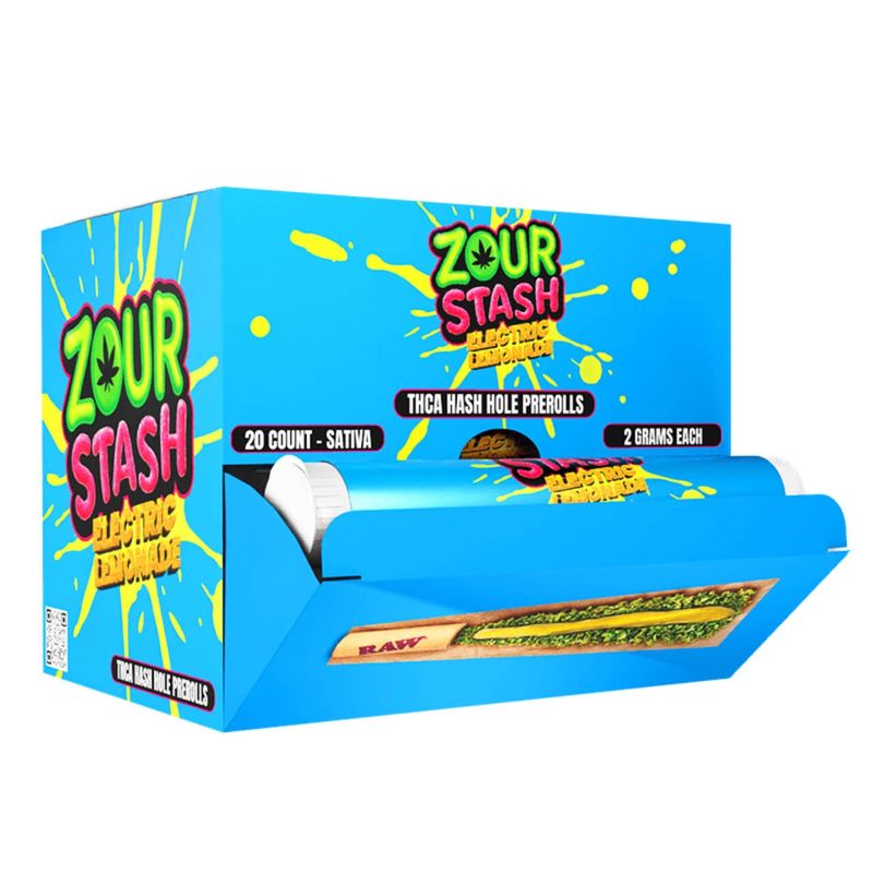 ZOUR STASH ELECTRIC LEMONADE (S) 2G PRE ROLL THCA HASH HOLES 20/CT