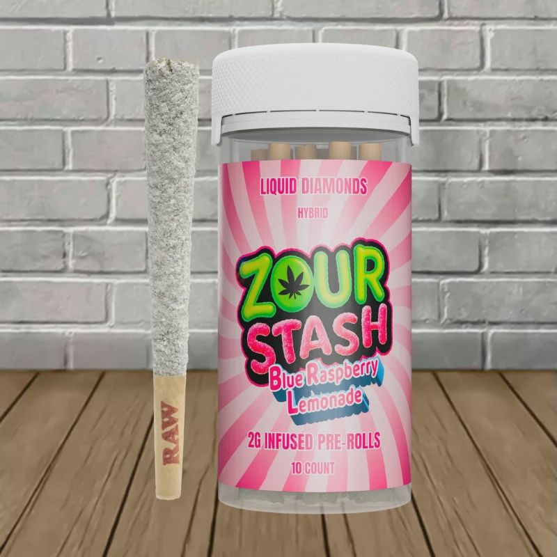 ZOUR STASH BLUE RASPBERRY LEMONADE (H) 2G PRE ROLL THCA 10/CT