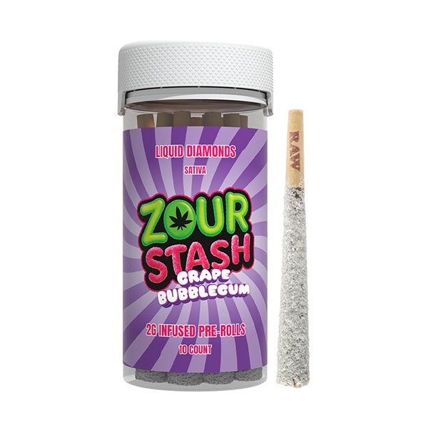 ZOUR STASH GRAPE BUBBLEGUM (S) 2G PRE ROLL THCA 10/CT