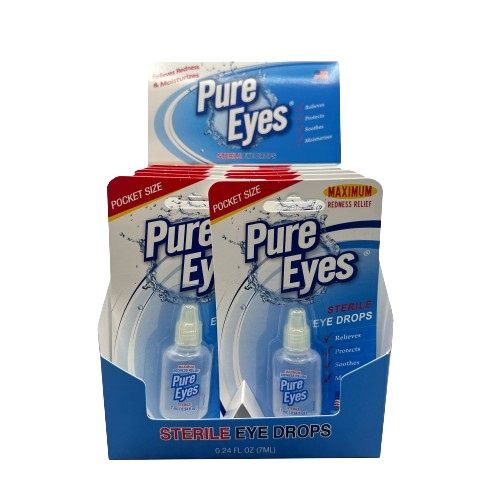 PURE EYES REDNESS RELIEF EYE DROPS .24OZ 12/CT