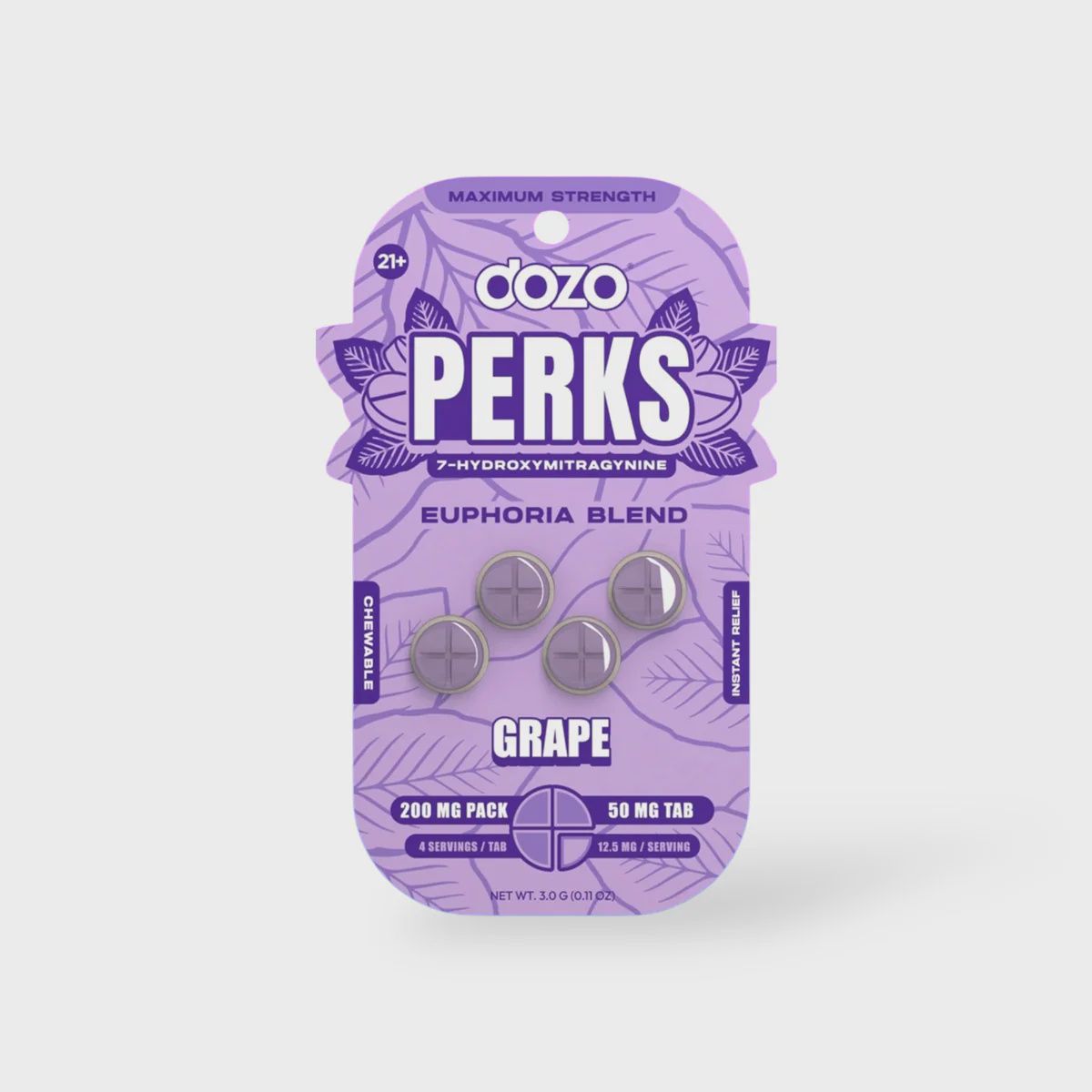 PERK 50MG 7-HYDROXYMITRAGYNINE 1 PACK (4 TABS), FLAVOR: GRAPE