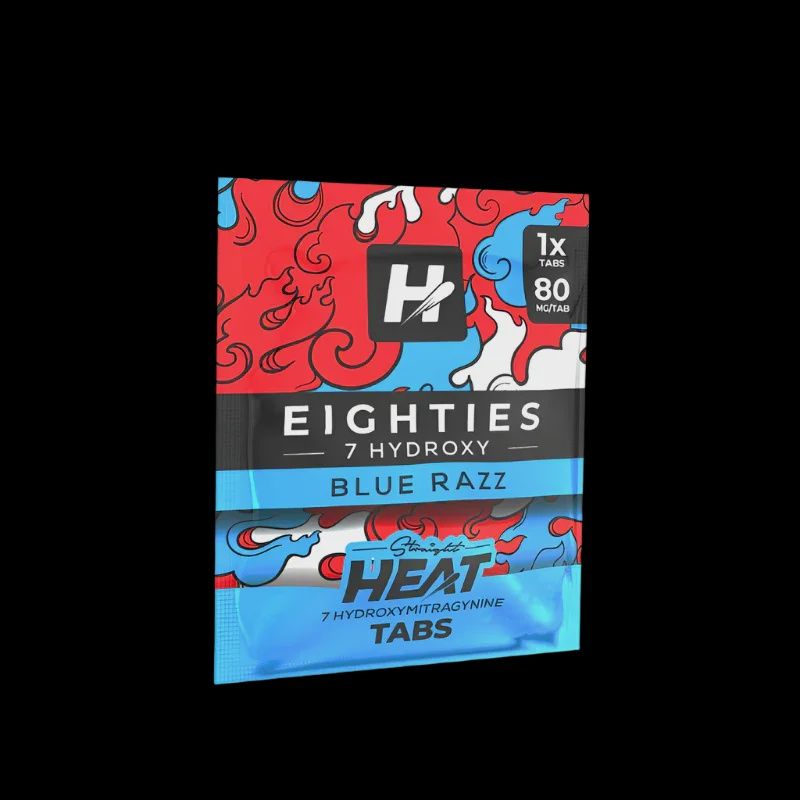 STRAIGHT HEAT BLUE RAZZ 80MG 7-OH TABS 1PK 25/CT