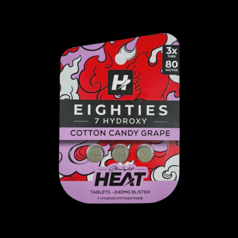 STRAIGHT HEAT COTTON CANDY GRAPE 80MG 7-OH TABS 3PK 10/CT