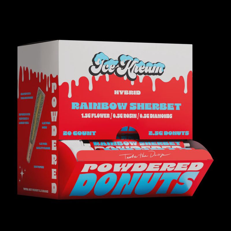 ICE KREAM RAINBOW SHERBET (H) 2.25G PRE ROLL POWDER DONUTS 20/CT