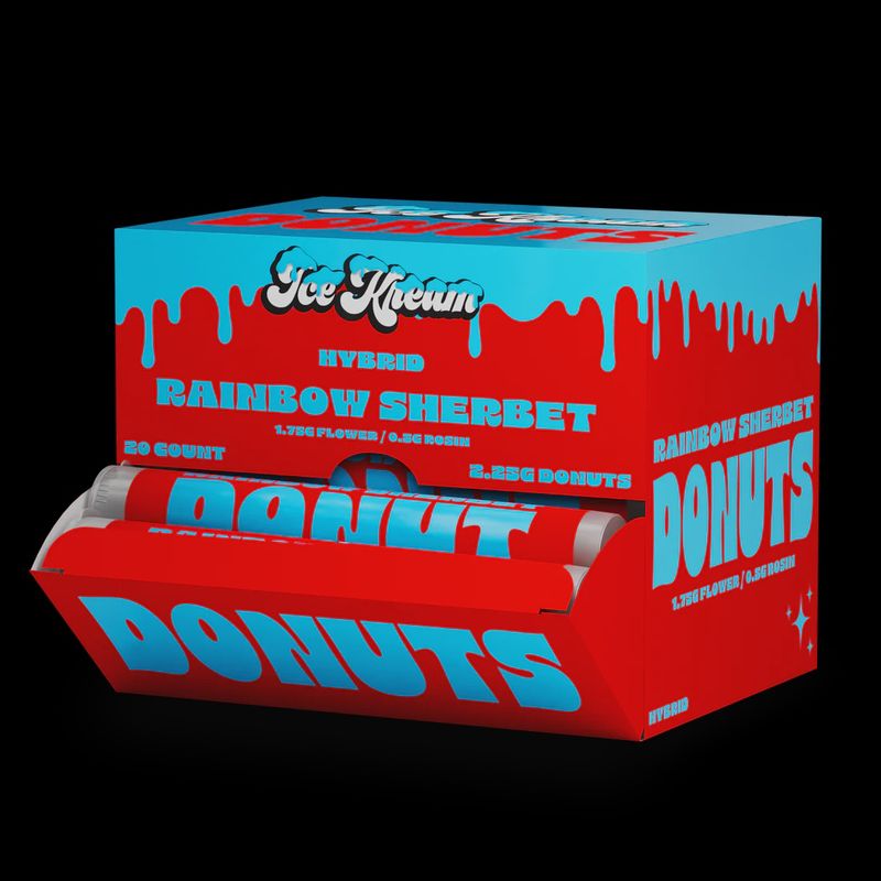 ICE KREAM RAINBOW SHERBET (H) 2.25G PRE ROLL DONUTS 20/CT