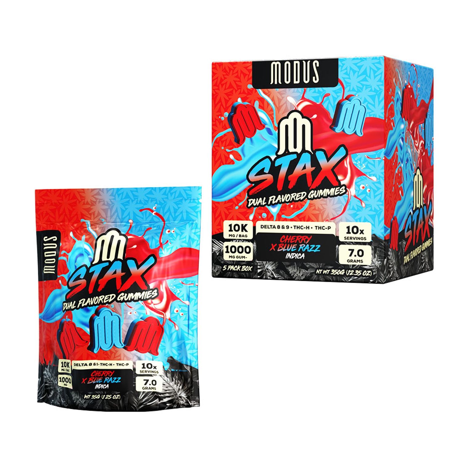 MODUS CHERRY X BLUE RAZZ 1000MG STAX GUMMIES 10PK 5/CT