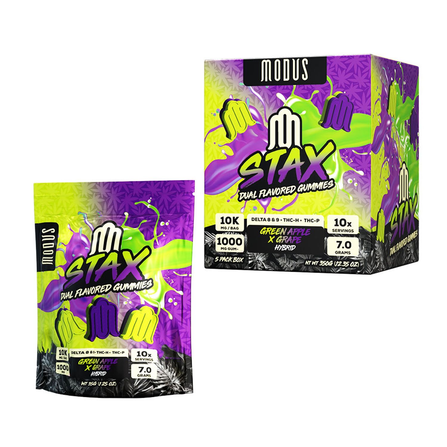 MODUS GREEN APPLE X GRAPE 1000MG STAX GUMMIES 10PK 5/CT