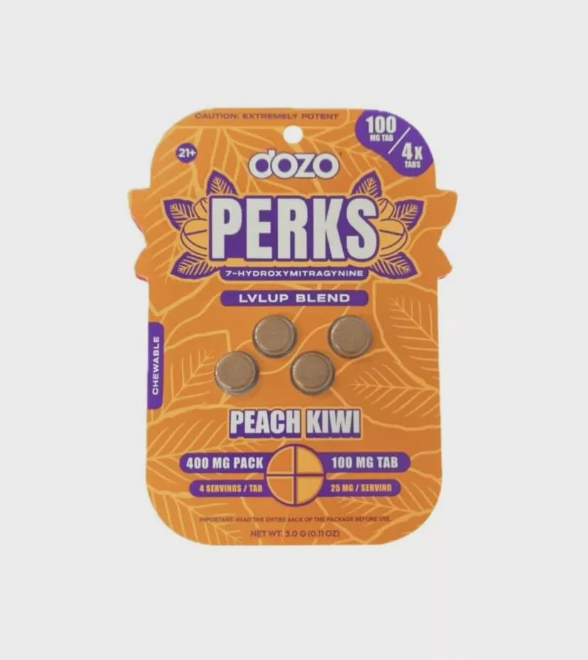 PERKS PEACH KIWI LVLUP BLEND 400MG 7-HYDROXYMITRAGYNINE 5/CT