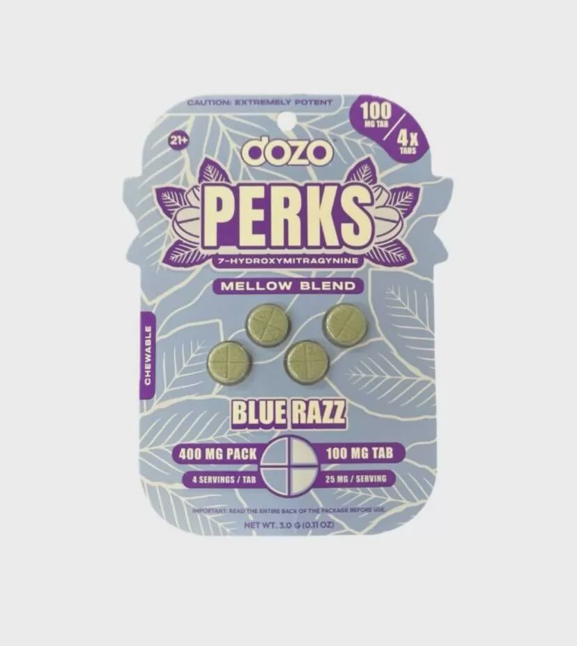 PERKS BLUE RAZZ MELLOW BLEND 400MG 7-HYDROXYMITRAGYNINE 5/CT