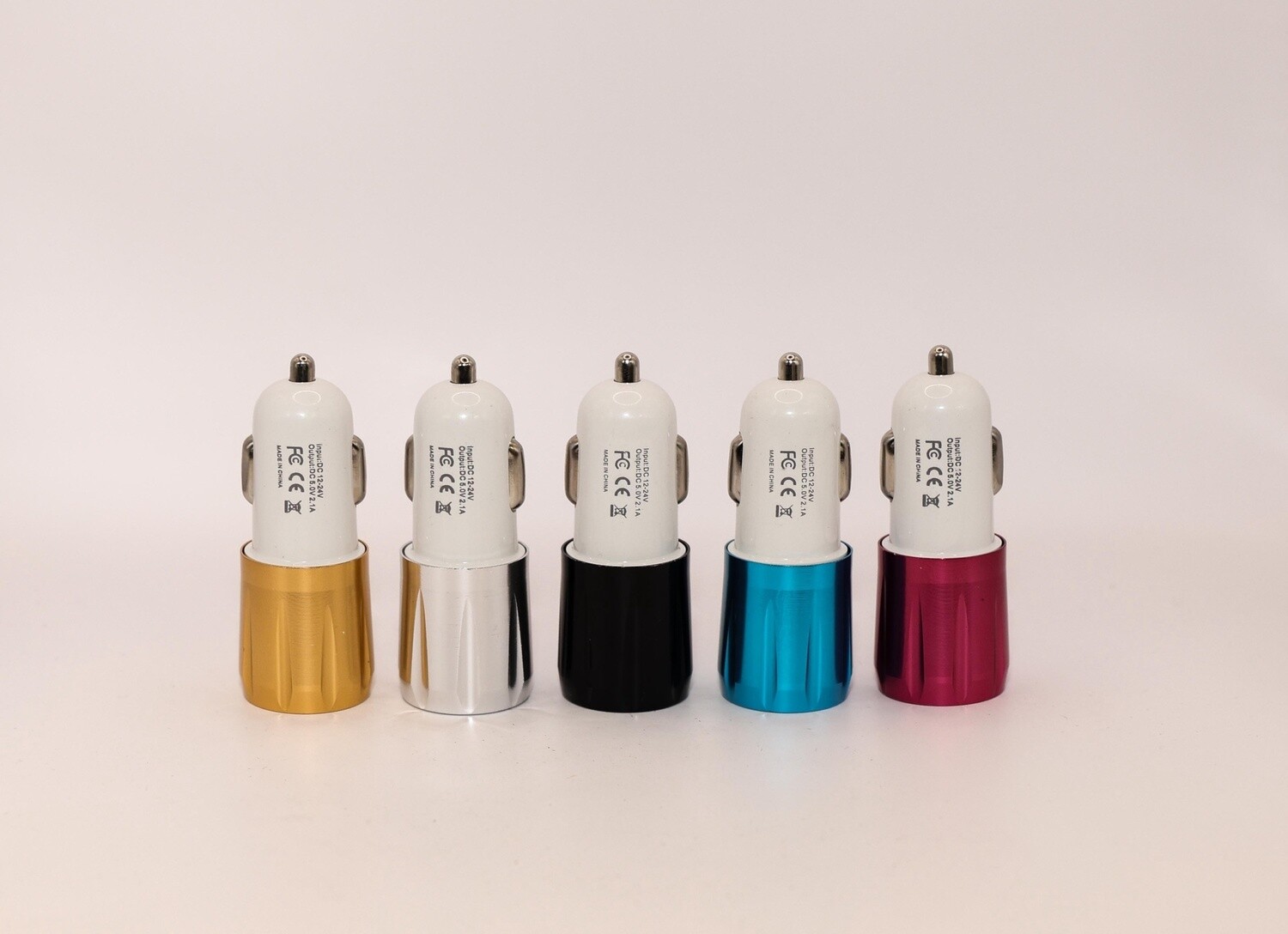 2 AMP DUAL USB CAR CHARGER MIXED COLORS 24/PCS
