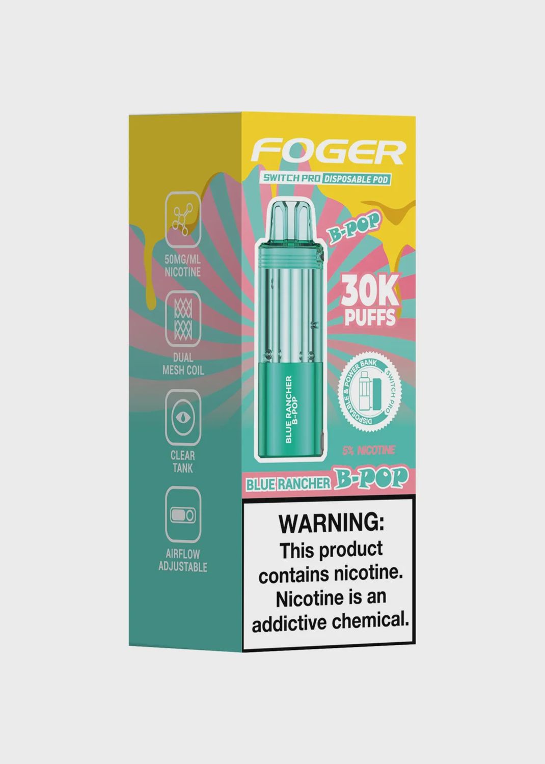 FOGER SWITCH PRO POD 30K 5% 19ML 5/CT, FLAVOR: BLUE RANCHER B POP