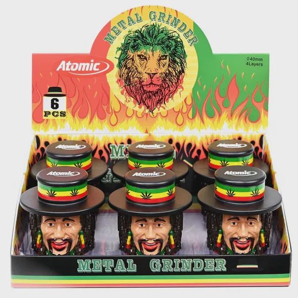 GRINDERS 40MM 4PC RASTA MAN 6/CT