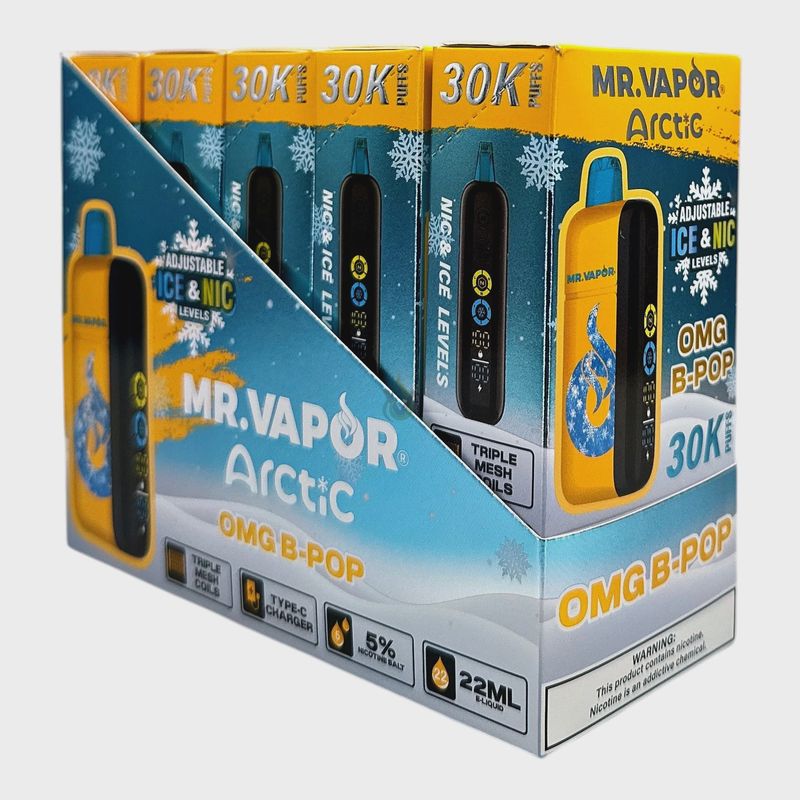 MR. VAPOR ARCTIC OMG B-POP 5% 30K PUFF ADJUSTABLE NIC &amp; ICE LEVEL 5/CT
