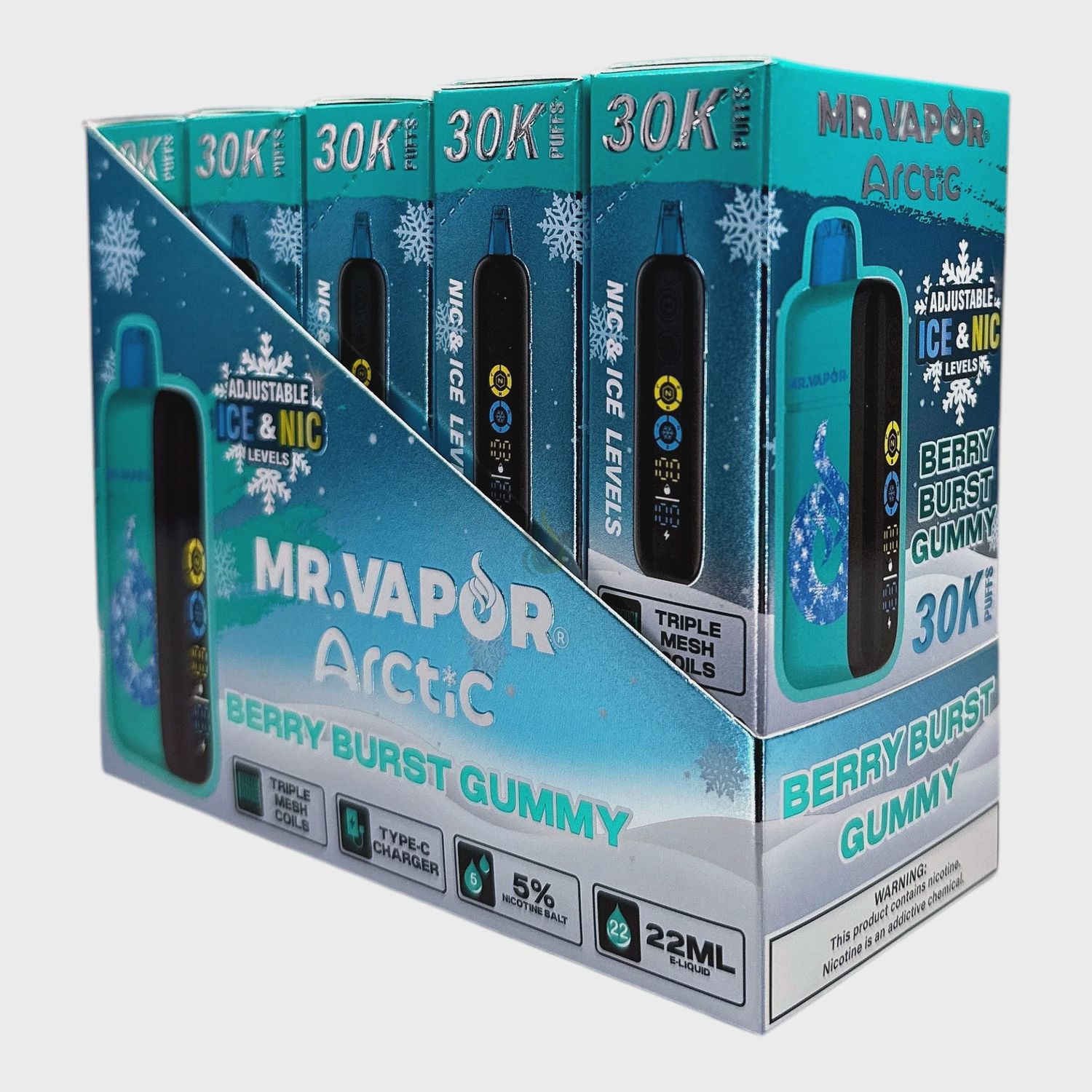 MR. VAPOR ARCTIC BERRY BURST GUMMY 5% 30K PUFF ADJUSTABLE NIC &amp; ICE LEVEL 5/CT