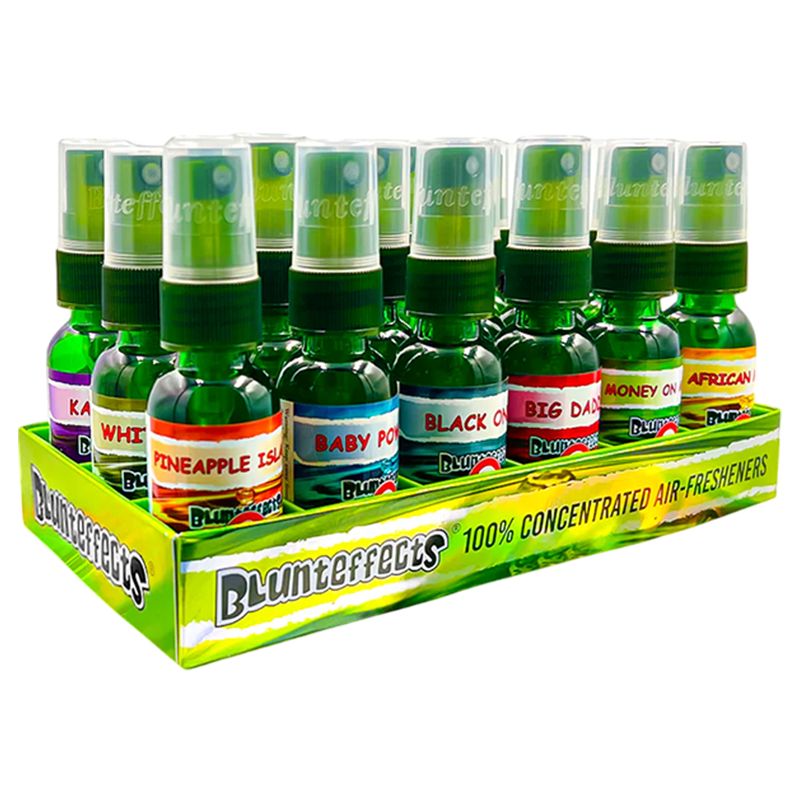 BLUNTEFFECTS AIR FRESHENERS SPRAY DISPLAY OF 18