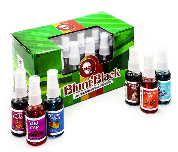 BLUNT BLACK AIR FRESHENERS SPRAY DISPLAY OF 18