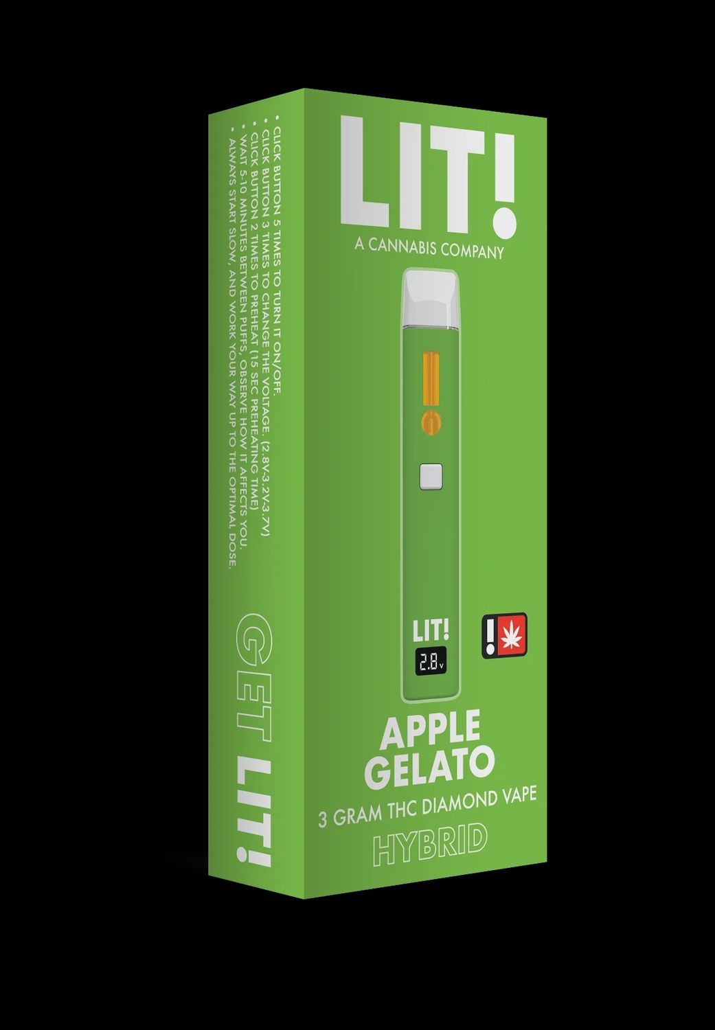 LIT APPLE GELATO (H) 3G DISPO LIQUID DIMONDS 5/CT