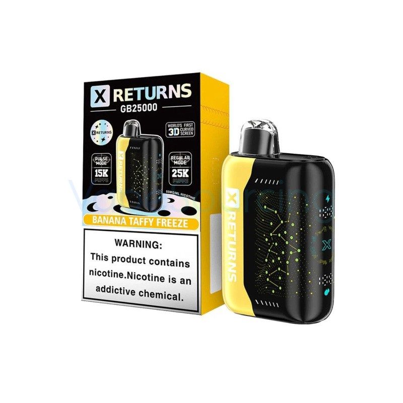 X RETURNS 25K 18ML 5/CT, FLAVOR: BANANA TAFFY FREEZE
