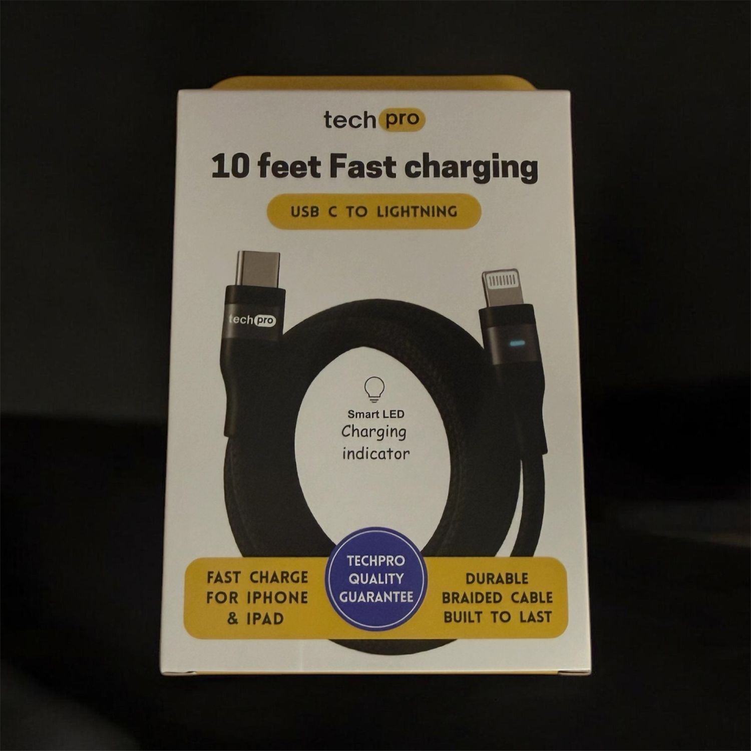 TECH PRO 10FT LED CABLE USB C TO LIGHTNING FAST CHARGE