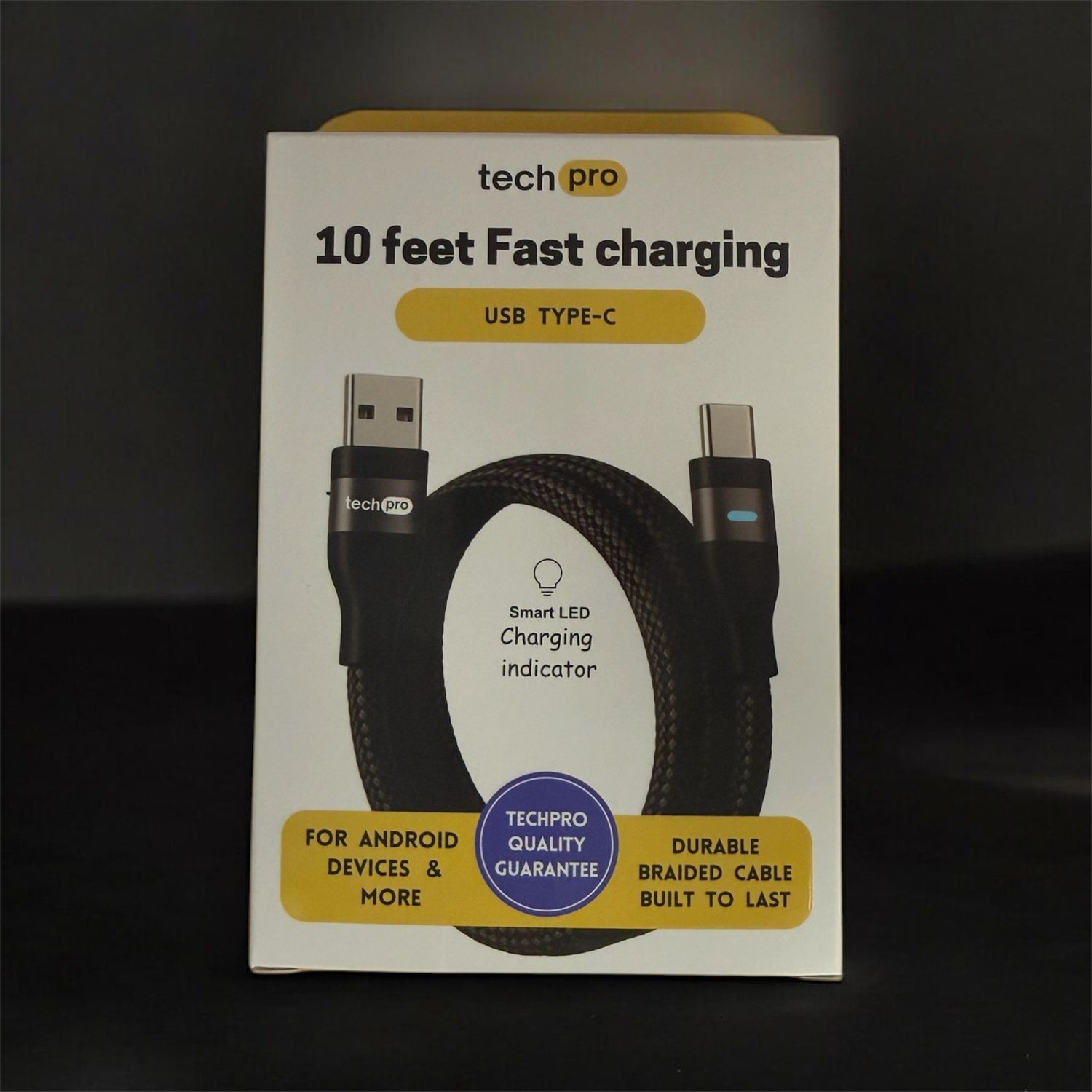 TECH PRO 10FT LED CABLE USB TYPE TO USB C FAST CHARGE