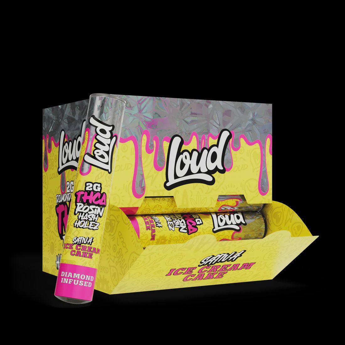 LOUD THCA ROSIN HASH HOLEZ 2GM PRE ROLL ICE CREAM CAKE (S) 20/CT