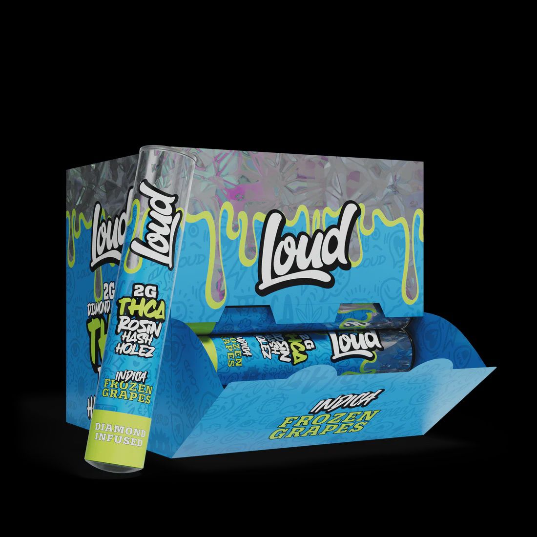 LOUD THCA ROSIN HASH HOLEZ 2GM PRE ROLL FROZEN GRAPES (I) 20/CT