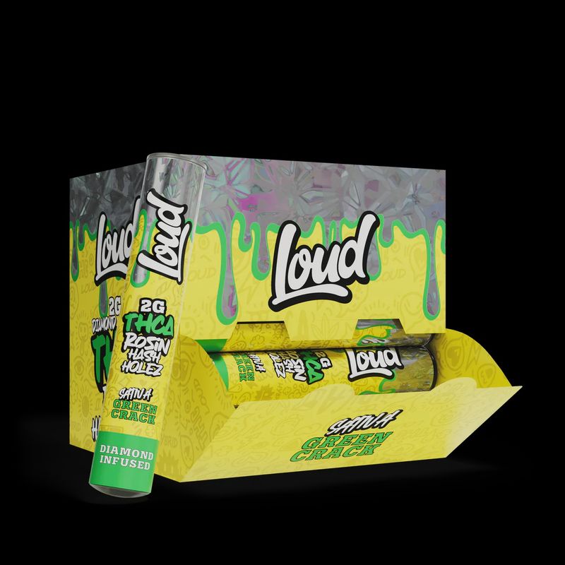 LOUD THCA ROSIN HASH HOLEZ 2GM PRE ROLL GREEN CRACK (S) 20/CT
