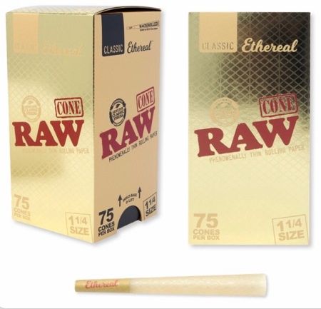 RAW ETHEREAL CONES 1 1/4 BACKROLLED 75/CT