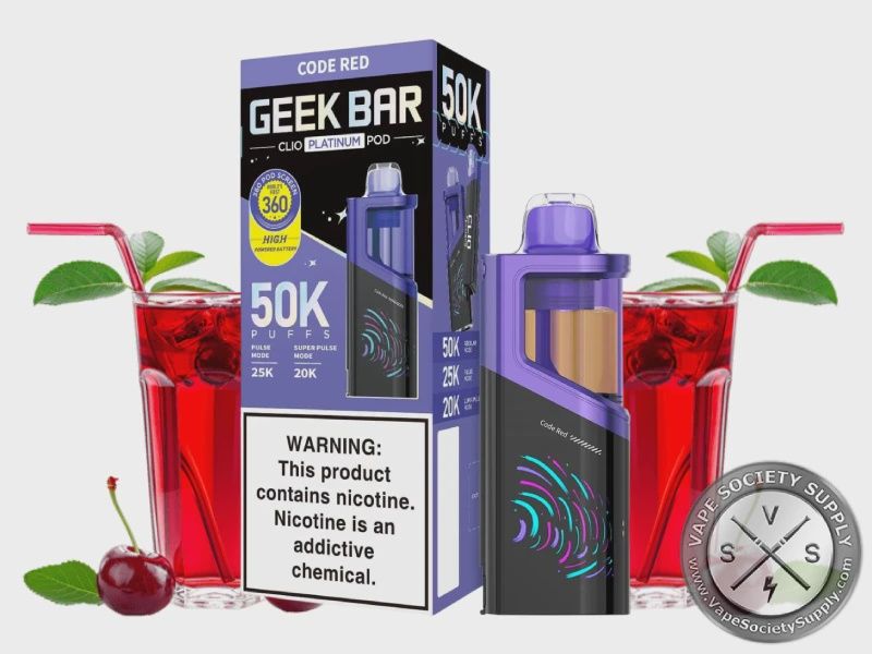 GEEK BAR CLIO PLATINUM POD DISPOSABLE 5% 5/CT, FLAVOR: CODE RED