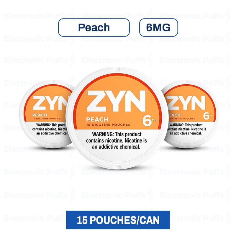ZYN NICOTINE POUCHES 6MG PEACH 5/CT