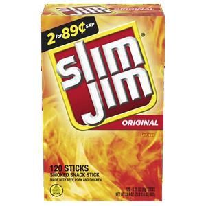 SLIM JIM 2/$0.89 (.28OZ) 120/CT