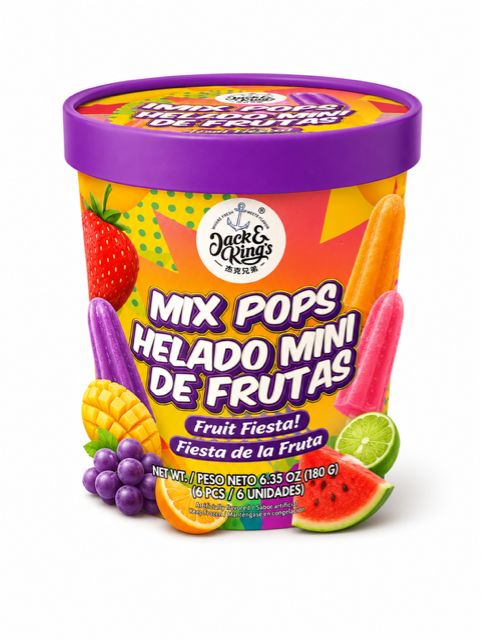 JACK &amp; RING'S MIX POPS HELADO MINI DE FRUTAS 12/CT