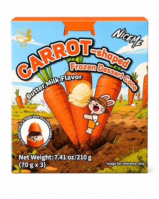 NICEME 3D CARROT SHAPED FROZEN DESSERT CONE FLAVORED ICE CREAM 24/CT