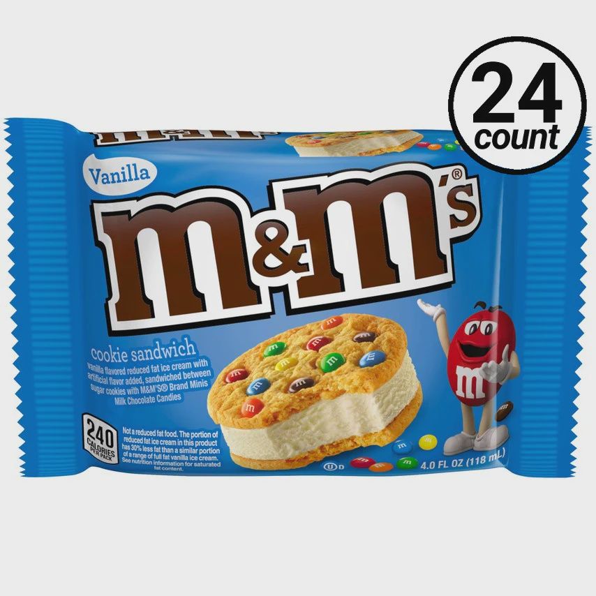 M&amp;M COOKIE SANDWICHES ICE CREAM 24/CT