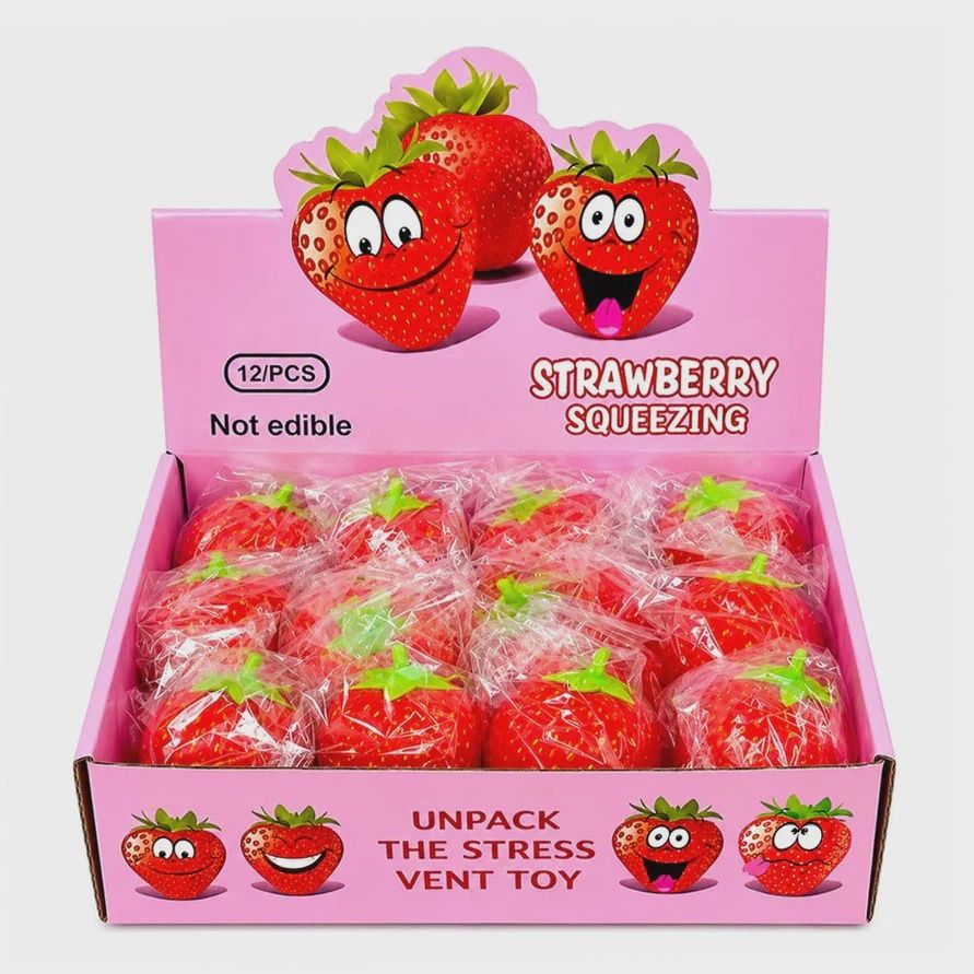 SQUISH TOY STRAWBERRY SMALL 12/CT