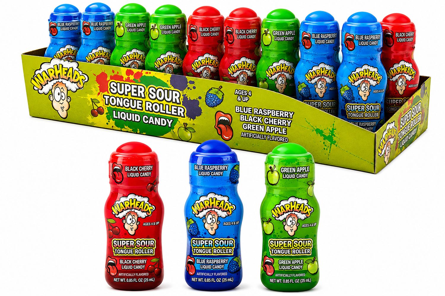 WARHEADS SOUR TONGUE ROLLERS .85OZ 12/CT