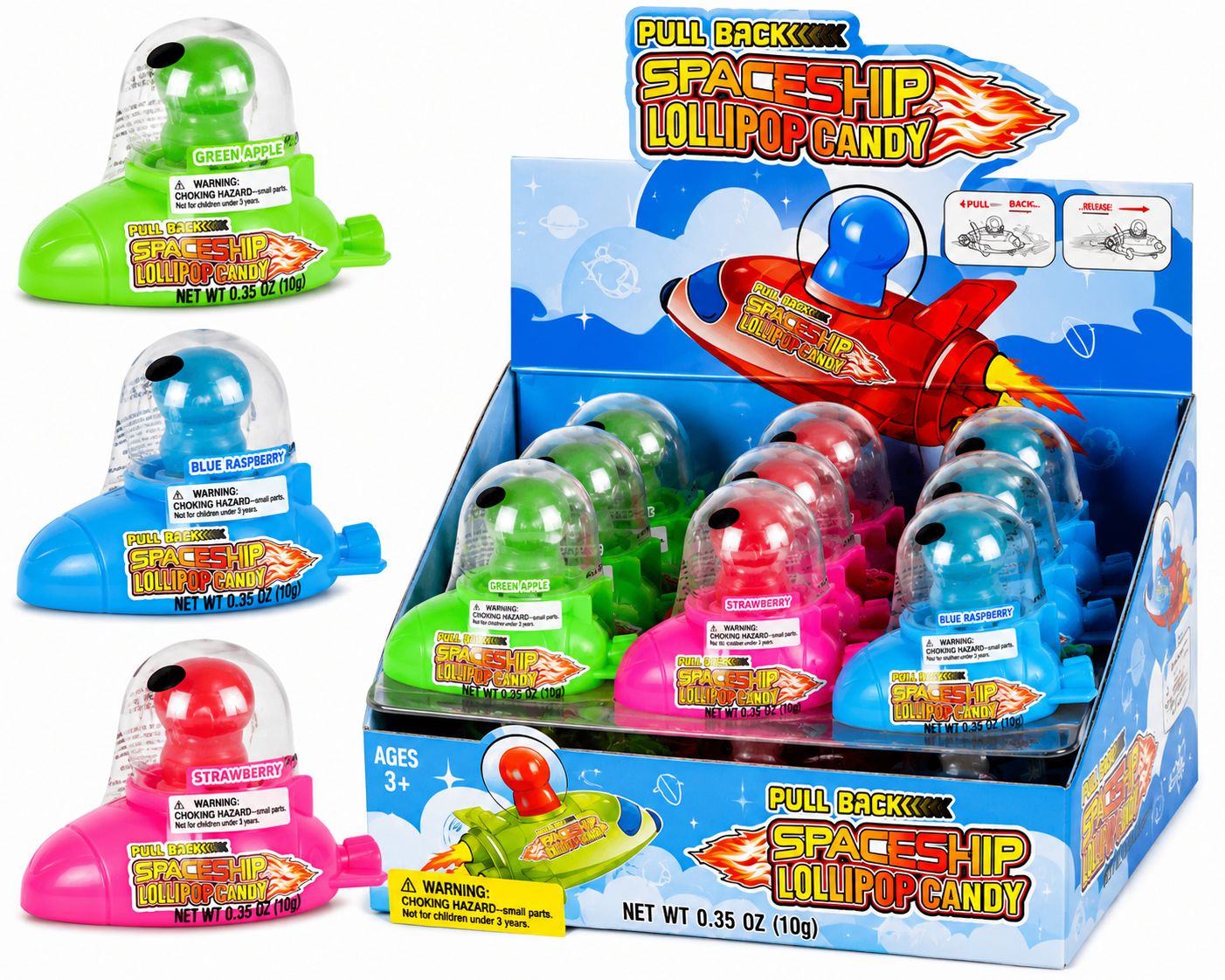 SPACESHIP LOLLIPOP CANDY .53OZ 12/CT