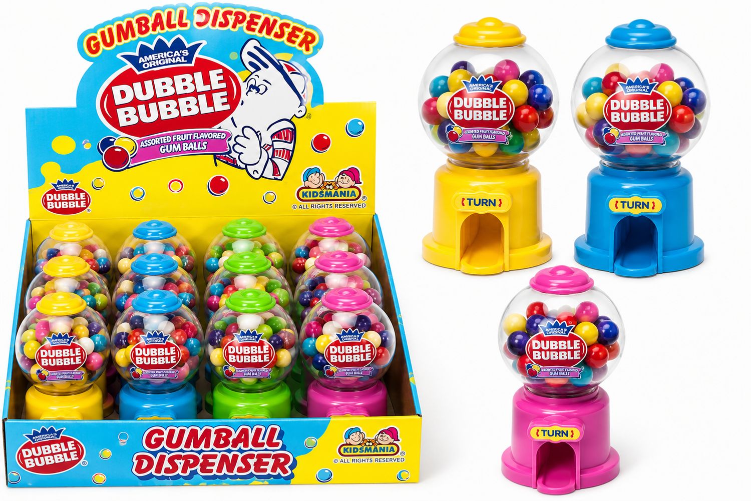 DUBBLE BUBBLE MINI GUMBALL MACHINE 1.41OZ 12/CT