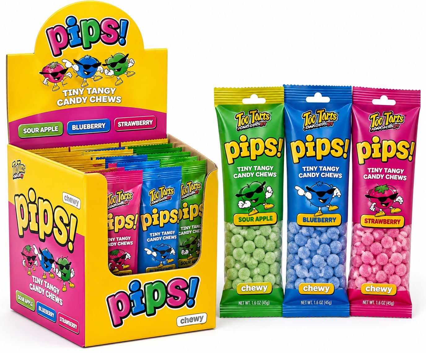 TOO TARTS PIPS TINY TANGY CHEWS 24/CT