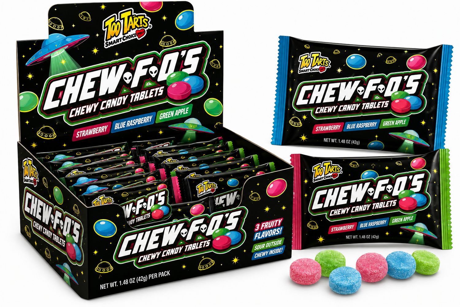 TOO TARTS CHEW-F-O CHEWY CANDY 1.05OZ 24/CT