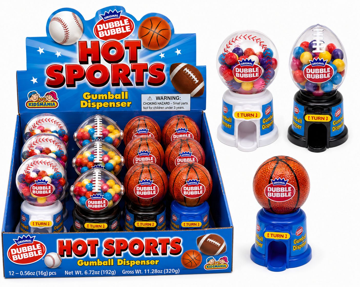 SPORT BALLS HOT SPORT GUMBALL DISPENSER 1.41OZ 12/CT