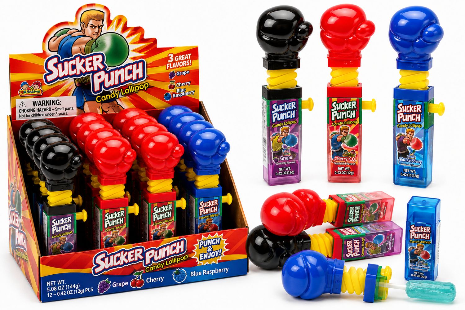 SUCKER PUNCH CANDY LOLLIPOP .60OZ 12/CT